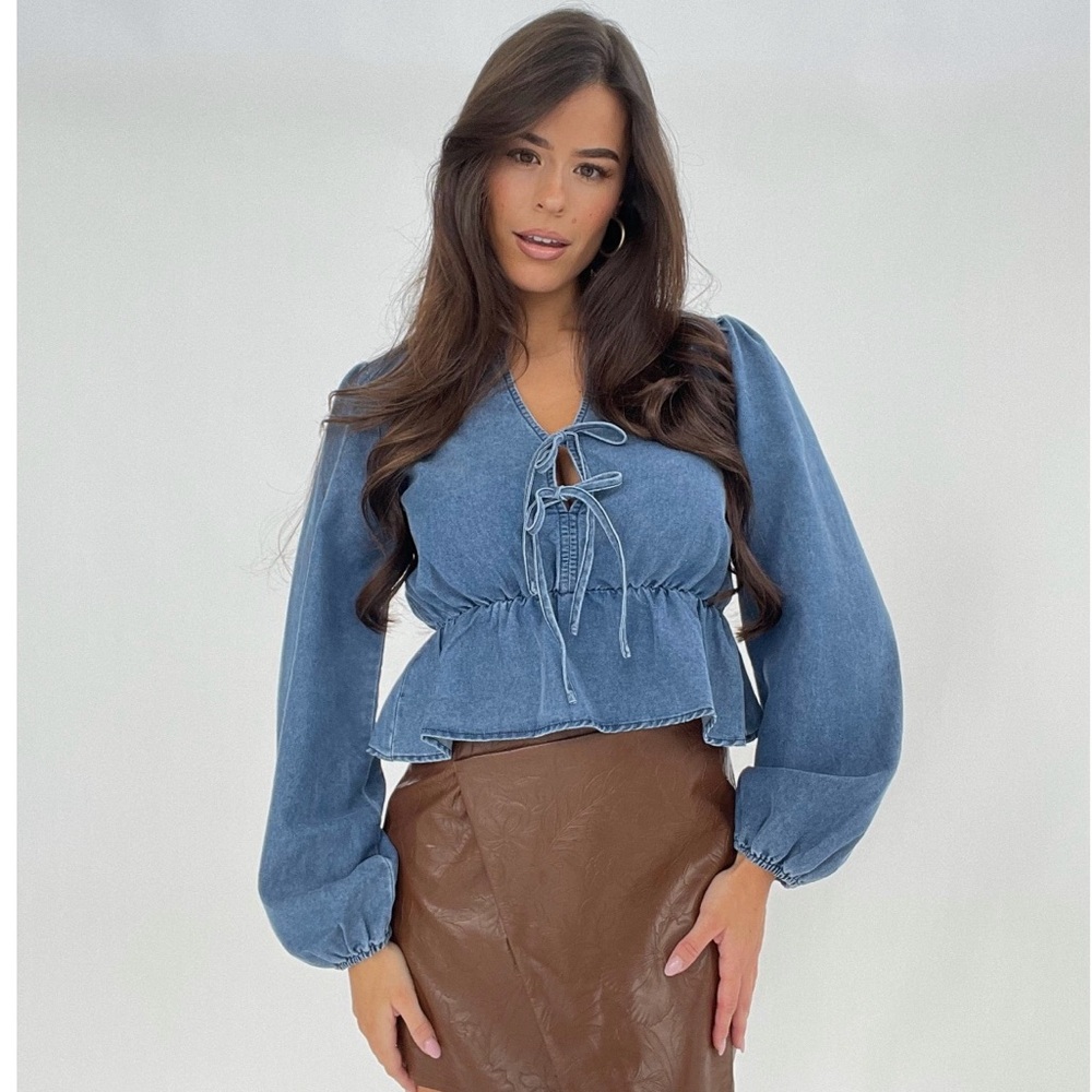 Denim Drop Waist Tie Top